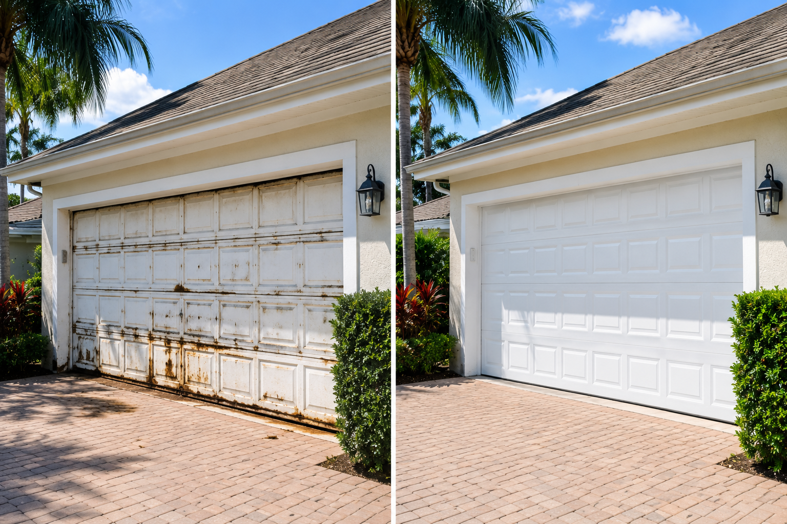 Before and after garage door repair — Pembroke Pines, FL