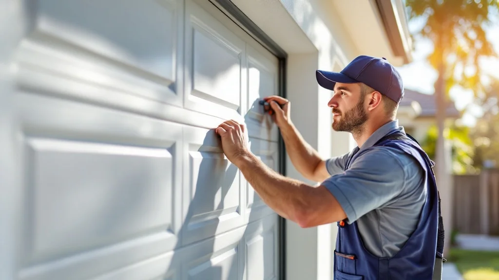 Garage door repair technician servicing a home in Pembroke Pines, FL